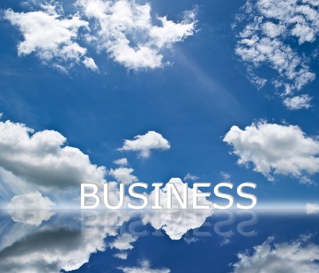 Business word on the blue sky field.の写真素材