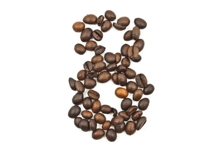 Coffee beans number 8 isolated on the white.の写真素材