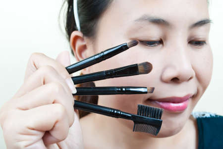 Close up Asian young woman make up.の写真素材