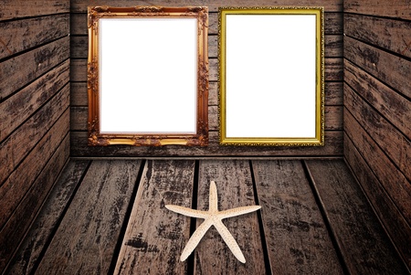 Photo frame on the wood texture.の写真素材