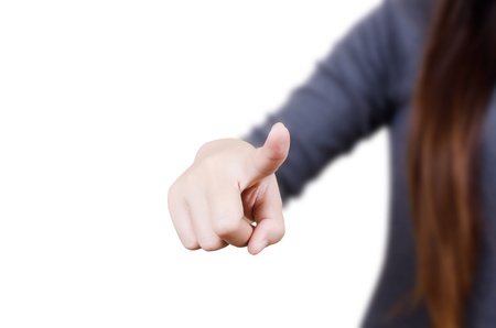 Business lady touching on the whiteboard の写真素材