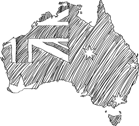 Australia Flag Map Vector Sketch Up.のイラスト素材