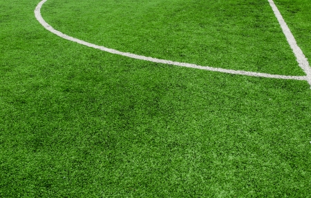 Soccer field line on green grass 
