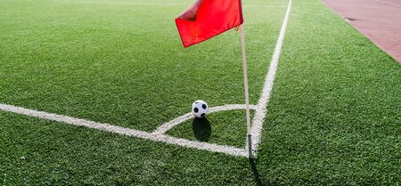 Soccer Football on Corner line for Corner kick の写真素材