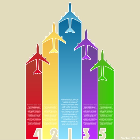 Colorful Airplanes with Colorful Background, Vector Illustraton のイラスト素材