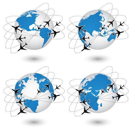 Concept of Airplane, Air Craft Shipping Around the World for Transportation Concept, Vector Illustration のイラスト素材