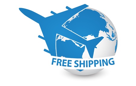 Airplane, Air Craft Shipping Around the World for Free Shipping Concept, Vector Illustration EPS 10 のイラスト素材