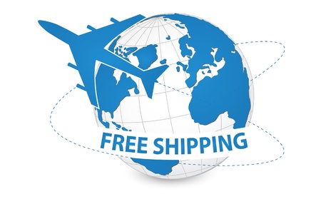 Airplane, Air Craft Shipping Around the World for Free Shipping Concept, Vector Illustration EPS 10 のイラスト素材