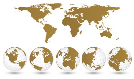 World Map and Globe Detail Vector Illustration, EPS 10 のイラスト素材