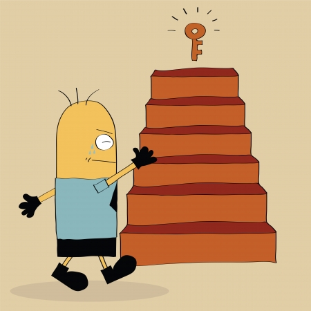 Concept Cartoon with Businessman try to have an Idea from work hard, Vector Illustration EPS 10 のイラスト素材