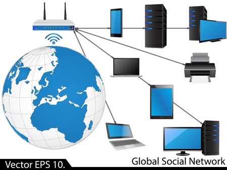 LAN Network Diagram Illustrator  for Business and Technology Concept のイラスト素材