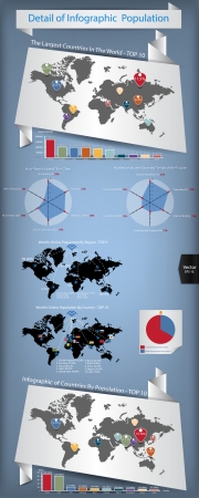 Detail of Infographic Vector Illustration, World Map and Information Graphics with Online Population in the World, Vector EPS 10 のイラスト素材
