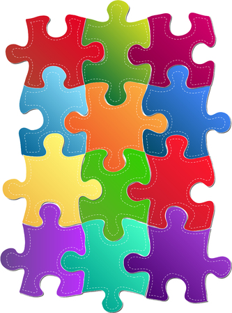 Colorful Jigsaw Puzzle Vector Illustration, EPS 10 のイラスト素材