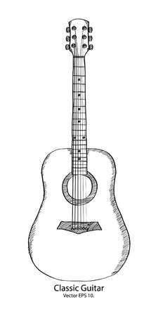 Doodle Classic Guitar Vector Illustrationのイラスト素材
