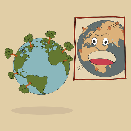 Concept Vector of World Map Earth Globe for Save World, Vector Illustration EPsS 10 のイラスト素材