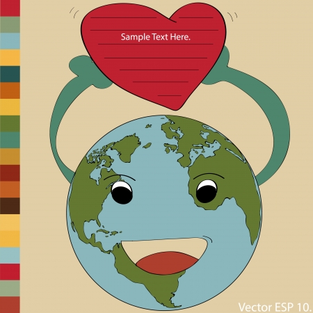 World Map Earth Globe Vector for Valentine Conceptのイラスト素材