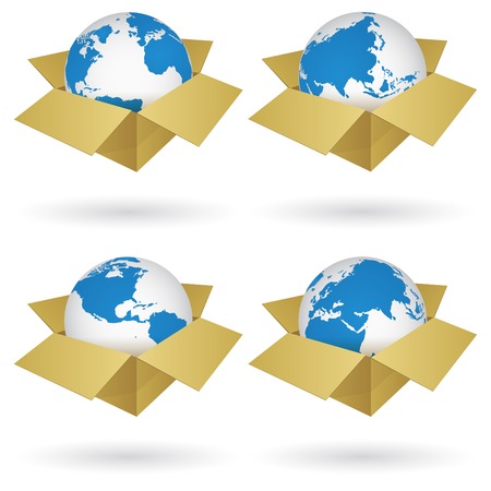 World Map Earth Globe in Box for Transportation and Technology concept, Vector Illustration EPS 10 のイラスト素材