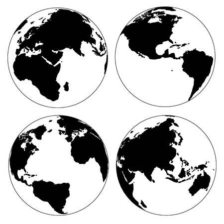 World Map and Globe Detail Vector Illustrationのイラスト素材