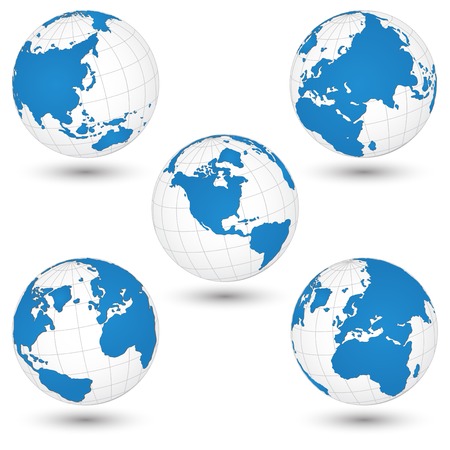 World Map and Globe Detail Vector Illustration, EPS 10 のイラスト素材