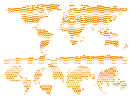 Dotted World Map Globe Made of Circle Shapes  Vector Illustration のイラスト素材