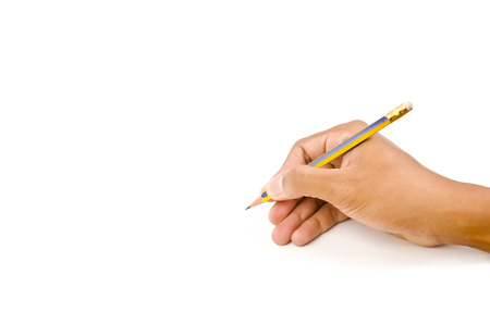 Hand writing isolated on the white background.の写真素材