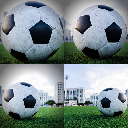 Soccer football in Goal netの写真素材