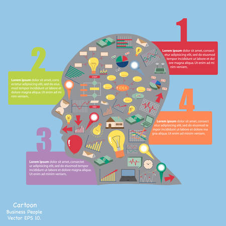 Creative human brain with business finance chart and graph idea concept, Vector Illustration EPS 10.のイラスト素材