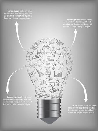 Creative light bulb with Creative business, technology and strategy planning web icons Idea, Vector Illustration EPS 10.のイラスト素材