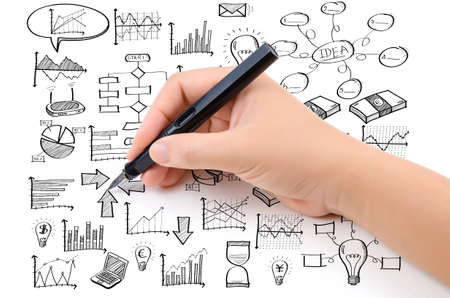 Hand drawing doodle finance icon for business and technology concept.の写真素材
