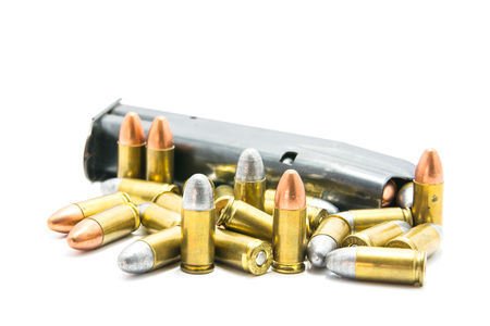 Gun and Bullets isolated on the white Background.