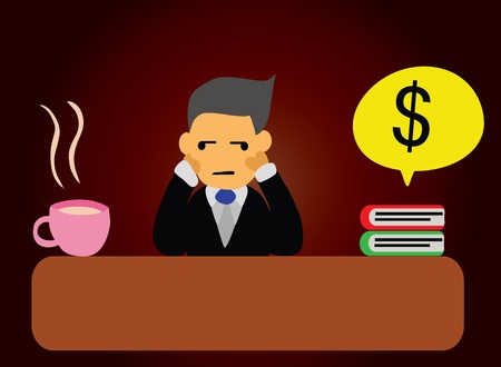 Money or coffee.The man was deciding between money or coffee.のイラスト素材
