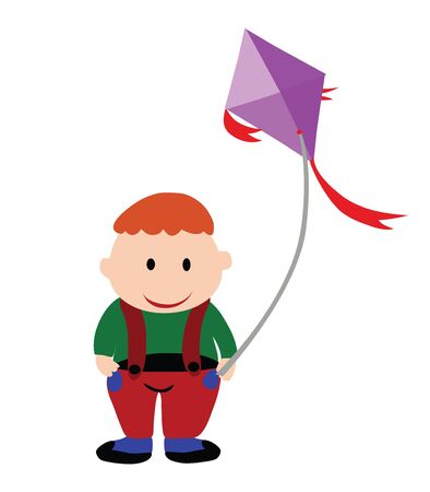 Fat boy.A fat boy is playing a kite. のイラスト素材