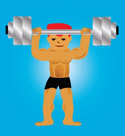  Lifting weight The handsome man in a gym のイラスト素材
