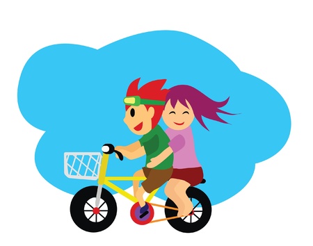 The couple over a bicycle のイラスト素材