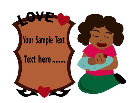  Mom and baby with modern card,African woman のイラスト素材