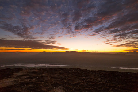 first sunrise in Thailand at Chana Dai cliffの写真素材