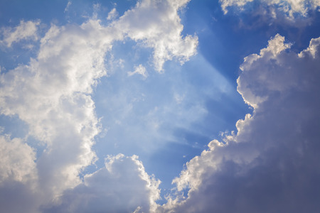 light beam with white cloud on skyの写真素材