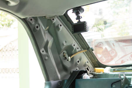 Wiring car rear camera video recorder.の写真素材