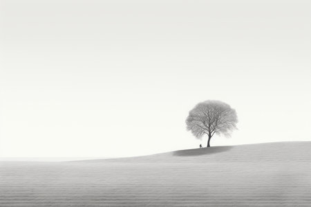 Lonely tree in the desert. Conceptual image of lonelinessの素材