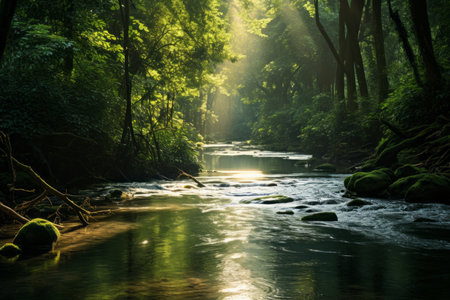 Deep forest of Erawan waterfall, Kanchanaburi, Thailandの素材