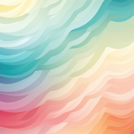 Abstract background with wavy lines in pastel colors. Vector illustration.の素材