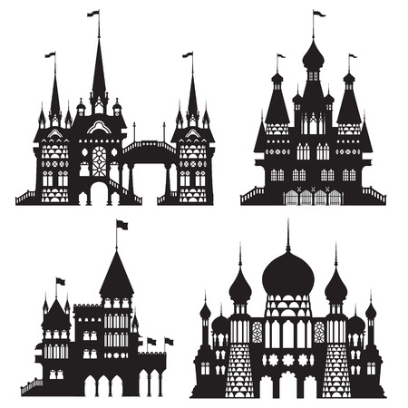 castle vector shapes in black.のイラスト素材
