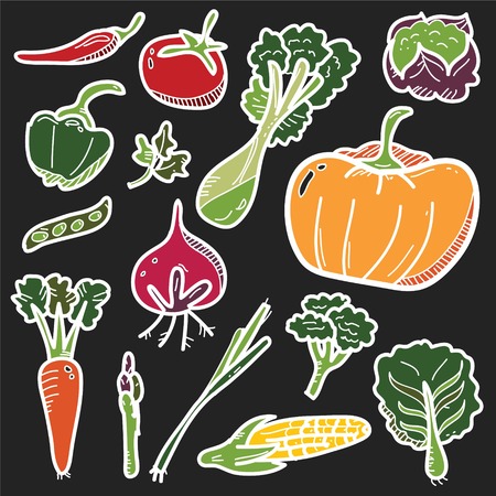 Vegetable Icon Line Drawing with Colourのイラスト素材