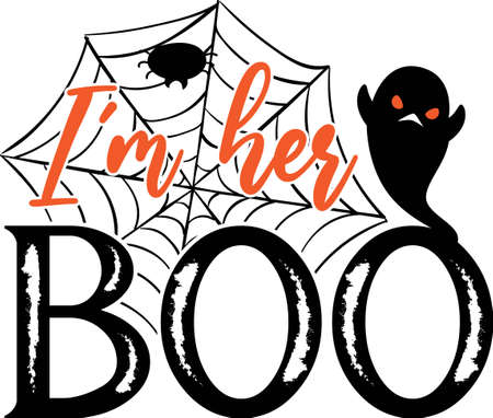 I'm her boo quote ghost and cobweb vectorのイラスト素材