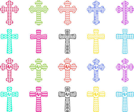Set christian cross vector symbol flatのイラスト素材