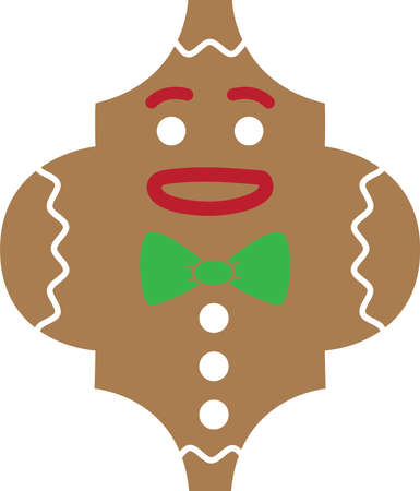 Arabesque gingerbread Tile Christmas Ornaments. Christmas and new year designのイラスト素材