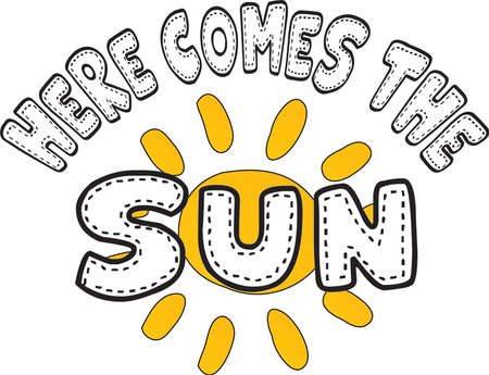 Here comes the sun on white background. Vector illustration.のイラスト素材
