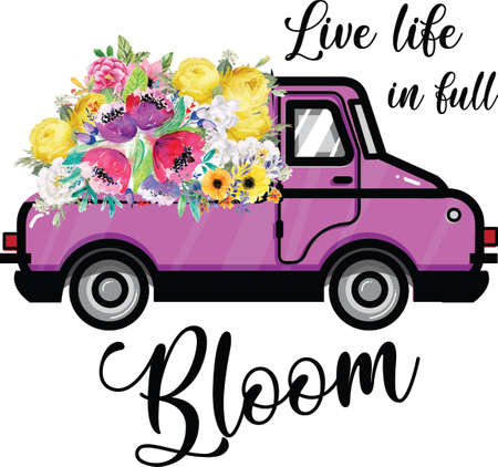 Live life in full bloom on white background. Vector illustration.のイラスト素材