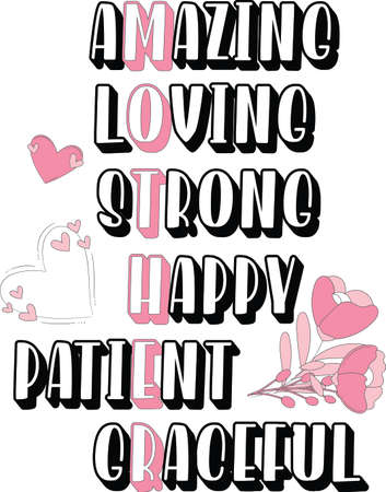 Amazing loving strong happy patient graceful on white background. Motherhood Vector illustration.のイラスト素材