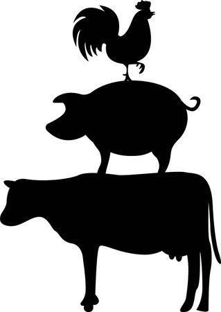 Animals on white background. Farm Vector illustrationのイラスト素材